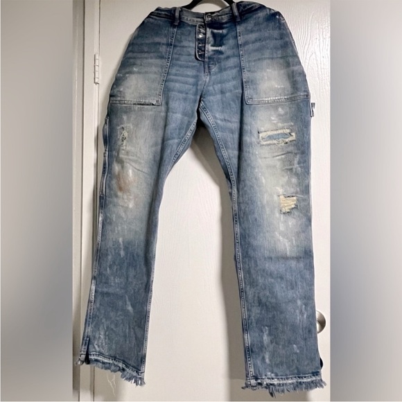 AMC..ARTMEETSCHAOS Men's Bootcut carpenter Jeans - Distressed Blue